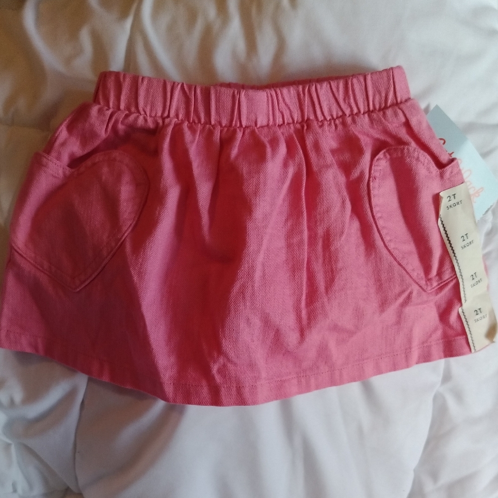 NWT Cat & Jack Pink Toddler Skirt with Heart Pockets 2T